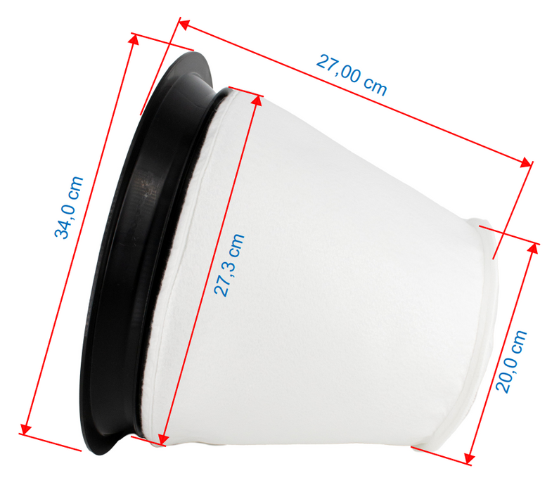 Filtro in tessuto in Poliestere con anello Piccolo Ø34